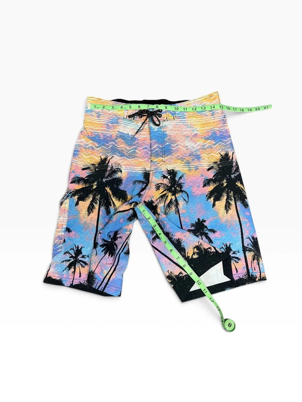 Title: Ocean Current Sunset Palms Tropical Beach Volley Shorts Multicolor Size M